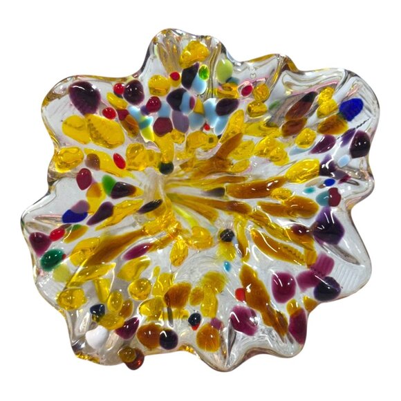 Handcrafted Artisan Glass Confetti Flower Twisted Stem Millefiori Decorative Art - Picture 2 of 6